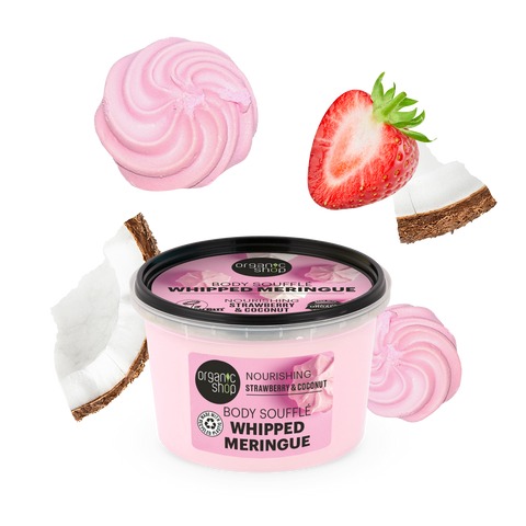 ORGANIC SHOP Поживне суфле для тіла WHIPPED MERINGUE "Полуниця та Кокос" 250мл